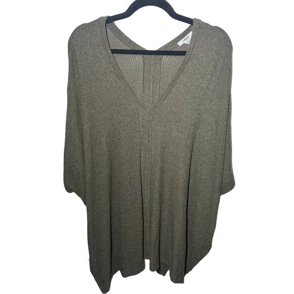 Cherish Women's Olive Green Ribbed Knit Poncho Tunic Oversized Top Size Small - Picture 1 of 7